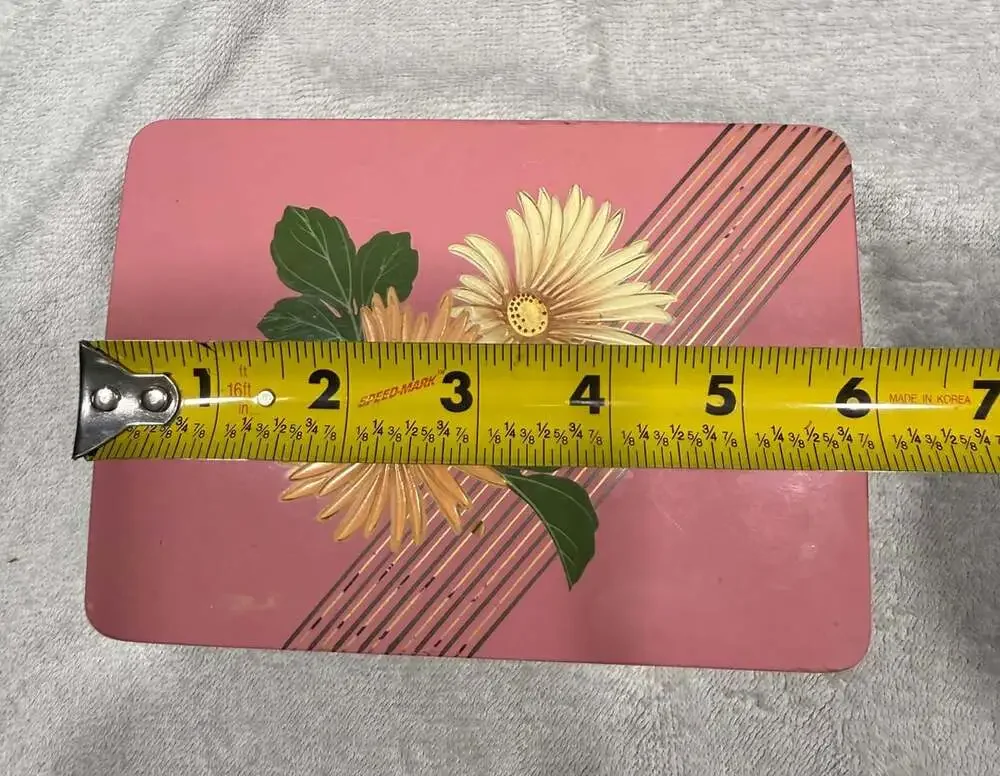 Vintage Pink Floral Wooden Jewelry Music Box with Mirror